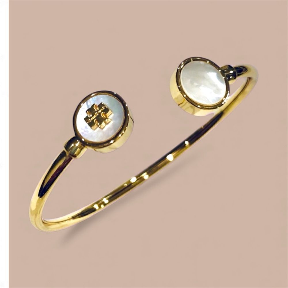 TORY BURCH KIRA MOTHER OF PEARL OPEN CUFF BRACELET